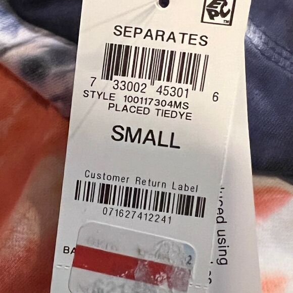 Jenni Red White Blue Cotton Placed Tie-Dyed Pajama Shorts Women's Small NWT - Picture 7 of 7